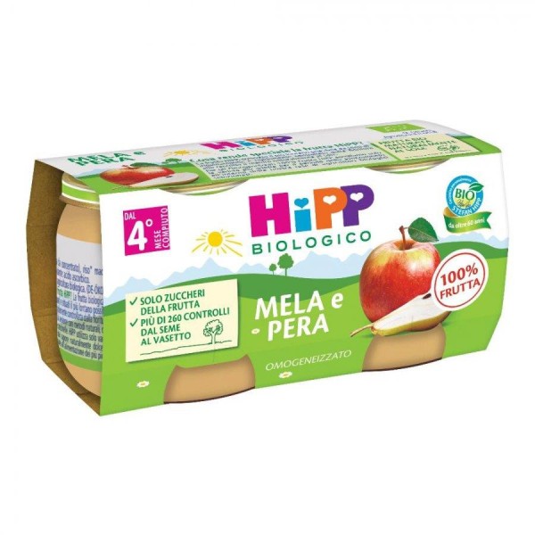 HIPP OMOGENEIZZATO MELA/PERA 2X80G 4MESI+